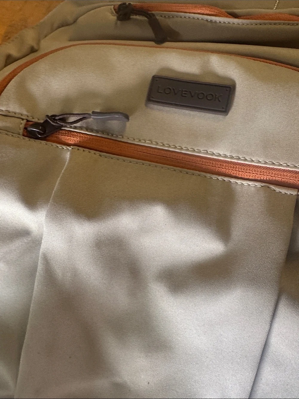 Beige and Tan Men's Backpack